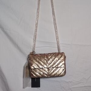 Nicole Miller Gold Sequin Crossbody Bag NWT